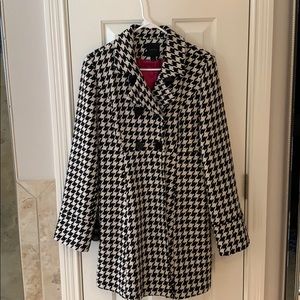 Houndstooth Wool Coat